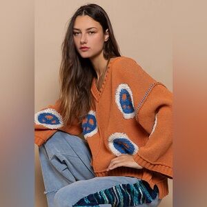 POL Orange and Blue Sweater